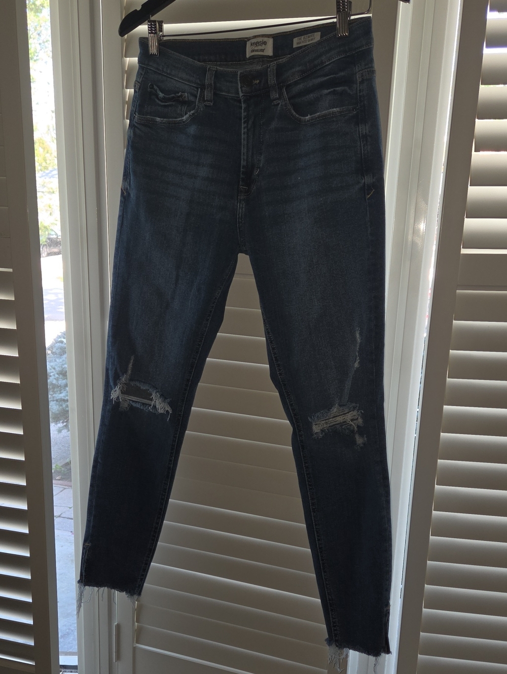 Kensie Blue High Rise Skinny Ripped Jeans